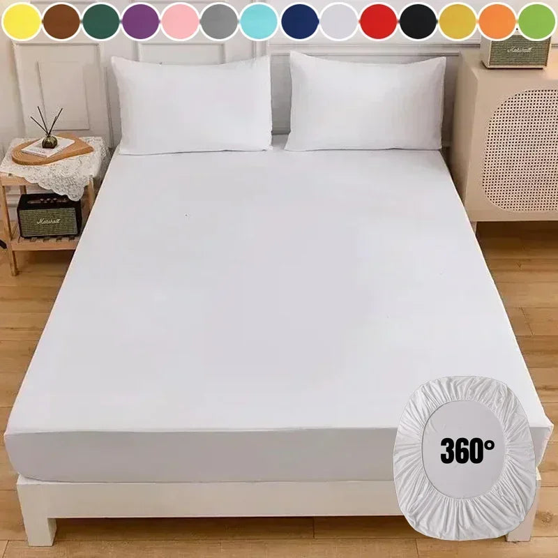 High-Quality Elastic Fitted Sheet – Solid Color Mattress Cover, 80–200cm, Single to King