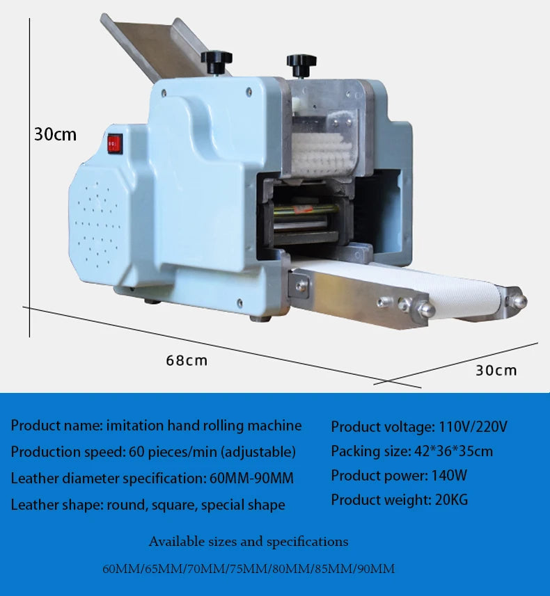 Electric Dumpling Wrapper Machine – 110V/220V, Round & Square Wonton Skin Maker, Rolling Press & Pasta Slicer, Commercial
