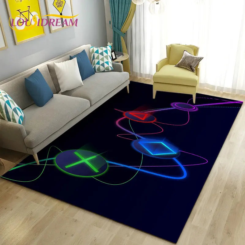 3D Cartoon Gamer Game Controller Area Rug,Carpet Rug for Living Room Bedroom Sofa Doormat Decoration,Kid Play Non-slip Floor Mat