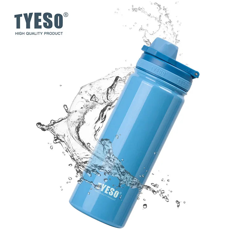 TYESO 304 SS Vacuum Thermos Bottle – Wide Mouth, Leakproof, 6–12Hr, 600–1200ml, 10+ Colors, Optional Cup Bag