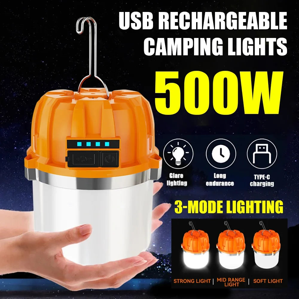 LONGRIVER LED Camping Lantern – USB Rechargeable, Power Bank, 4-Mode, 8–48hr Runtime, IPX4 Outdoor Light