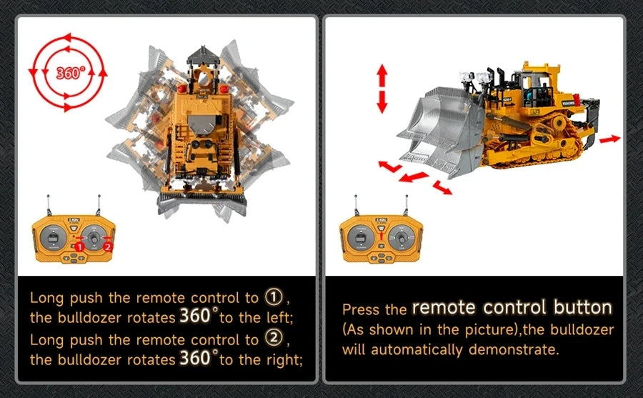 1:20 Scale 4WD RC Excavator Dump Truck Bulldozer – Alloy Construction Vehicle with Lights & Sound