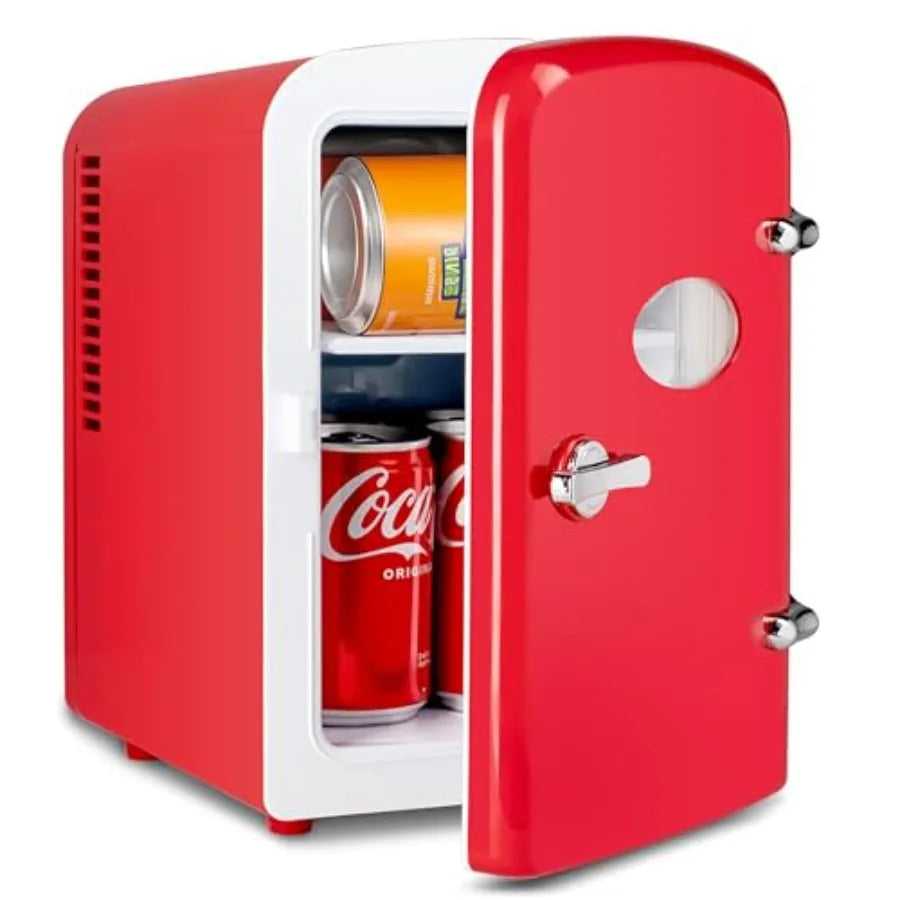 Portable Mini Fridge — 4 Liter 6 Can Cooler & Warmer with Observation Window, 100% Freon-Free & Eco-Friendly Compact Refrigerator