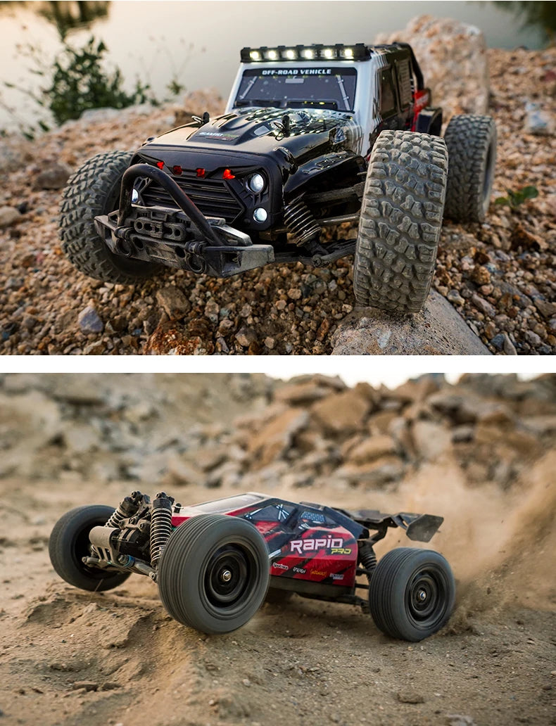 16103 PRO 1:16 Scale 4WD Brushless RC Car – 70KM/H Off-Road Climbing Truck with LED Lights