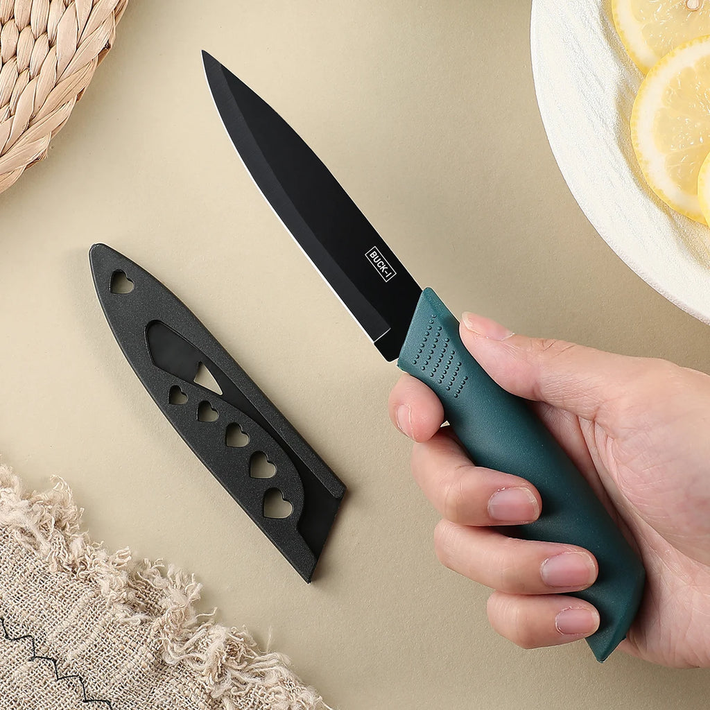 Kitchen Knife Set with Covers – Utility, Chef & Fruit Knife for Cutting Meat, Vegetables & More