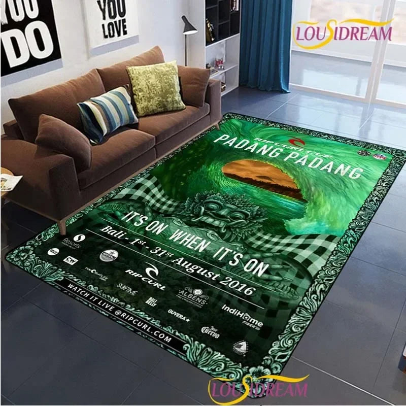 Surf Print Area Rug – Non-Slip Living Room, Bedroom & Kitchen Carpet