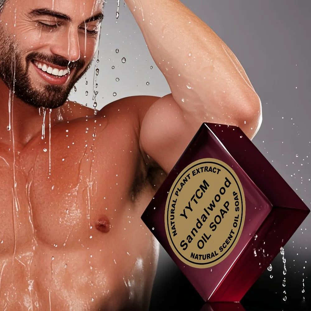 Sandalwood Men's Fragrance Soap Bar – Long-Lasting Scent for Bath, Face & Hand Washing, 65g