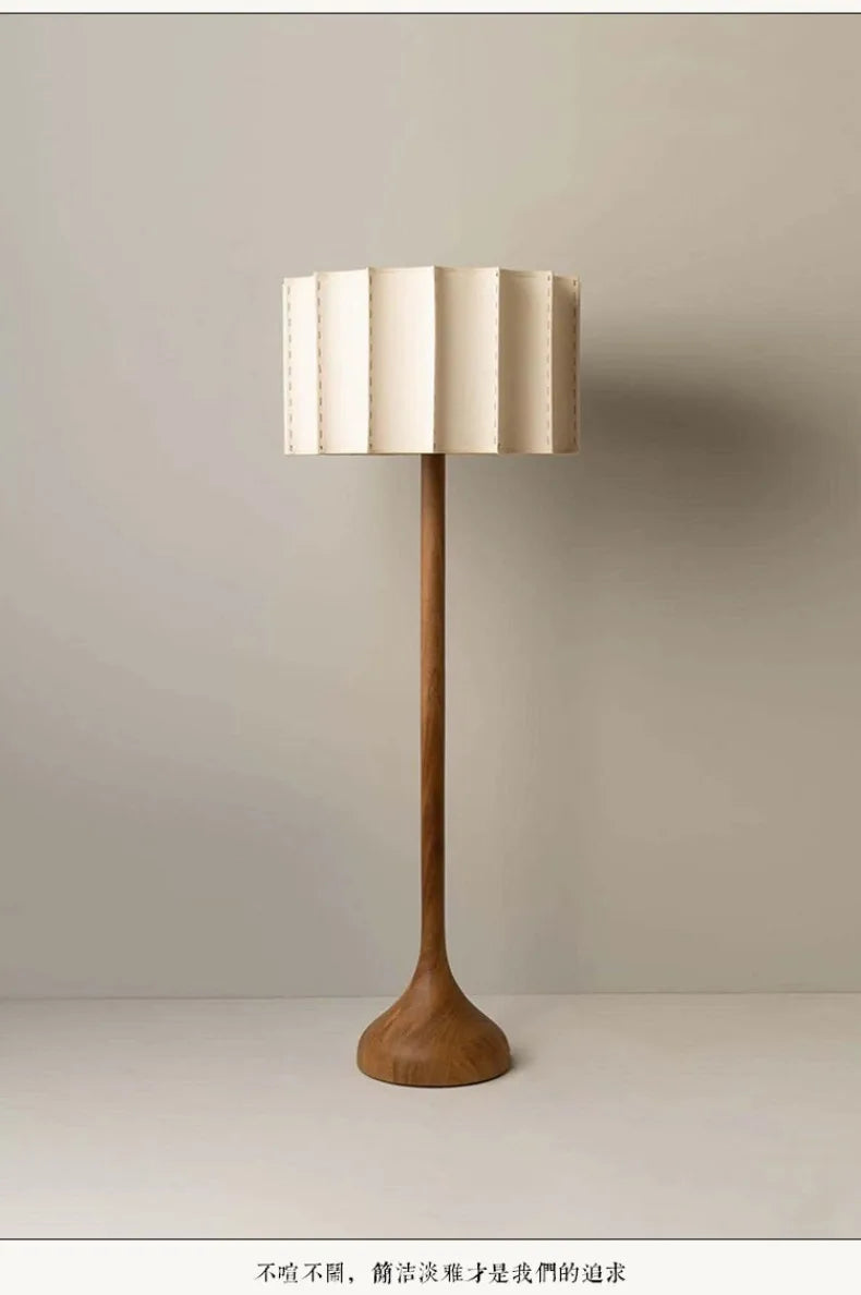 Wood Base Lamp – Pleated Fabric Table & Floor