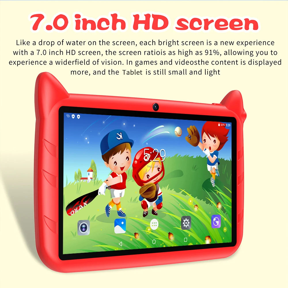 BDF 7" Kids Tablet – 4GB RAM, 64GB, Android 13, 5G Wi-Fi, Dual Camera