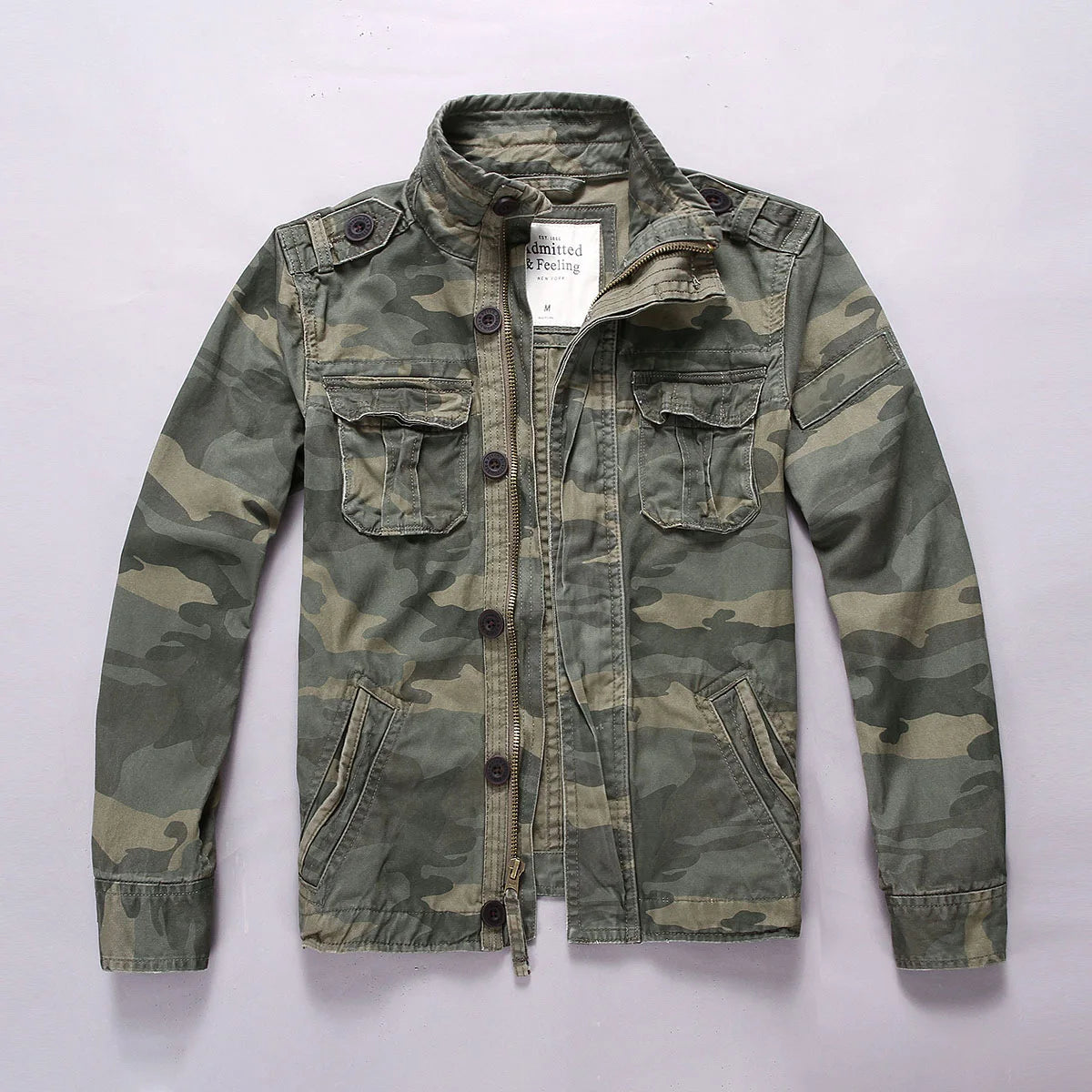 Men's Camouflage Cotton Cargo Jacket – Zip Front