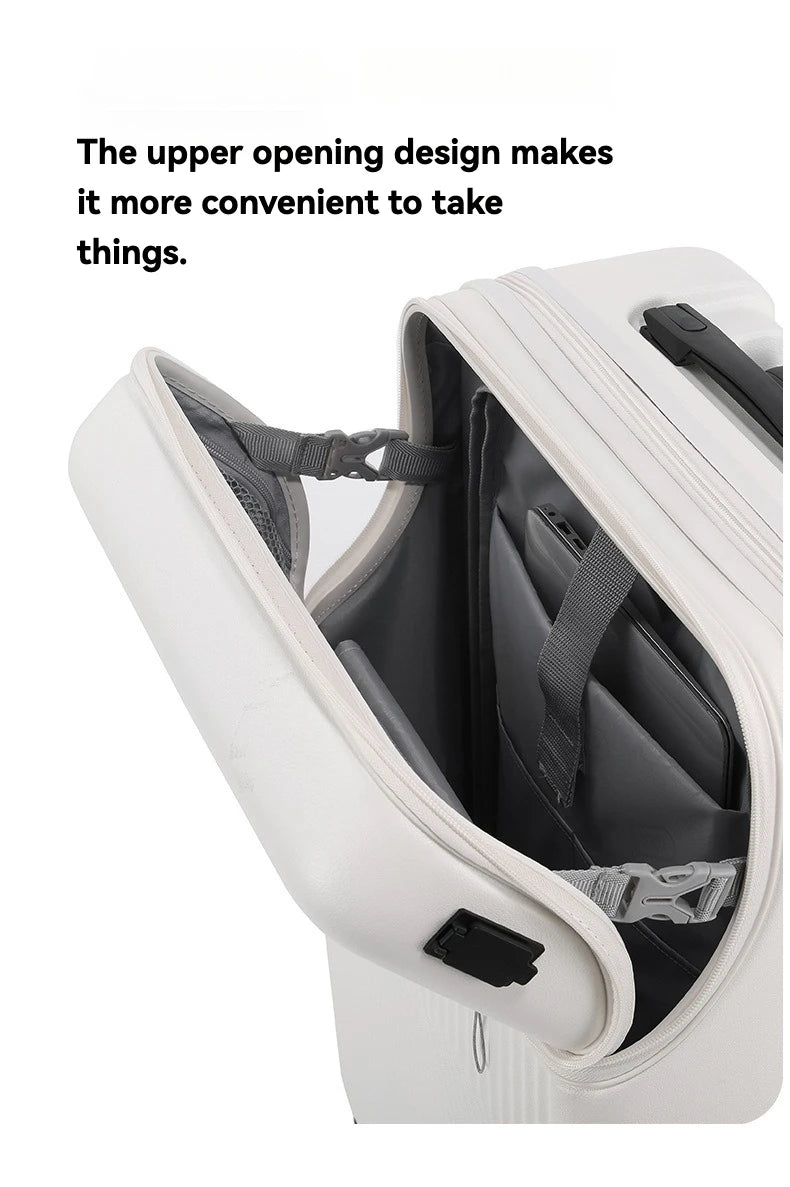 2024 Durable Large Capacity Luggage Set — Front Open with Built-In Charging Port, Carry-On Travel 20/22/24/26"