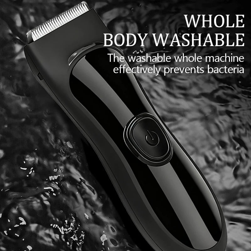 Men's IPX7 Waterproof Body & Beard Trimmer – LED Display, 4 Length Guards, USB Rechargeable
