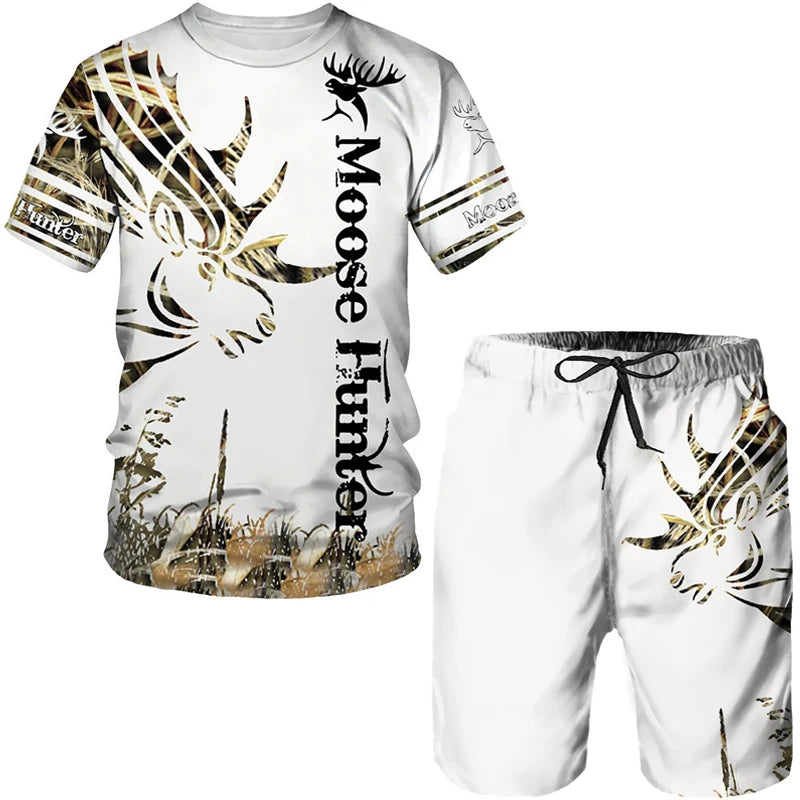 Men's 3D Tiger Print Short Sleeve T-Shirt & Shorts Set – Casual Sportswear