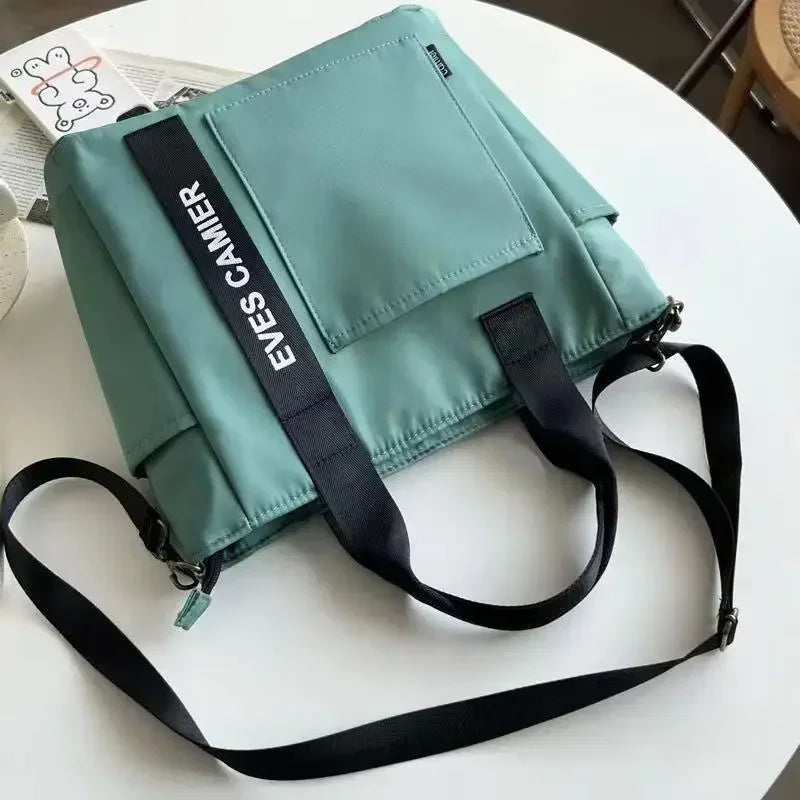 Large Capacity Nylon Canvas Tote Bag – Waterproof Shoulder Bag & Messenger for School & Daily Use