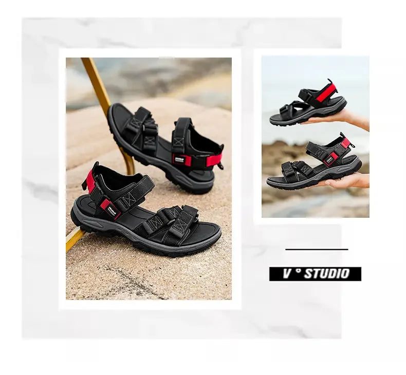 Men's Casual Outdoor Sport Sandals — Adjustable Ankle-Wrap Beach & Hiking Sandals