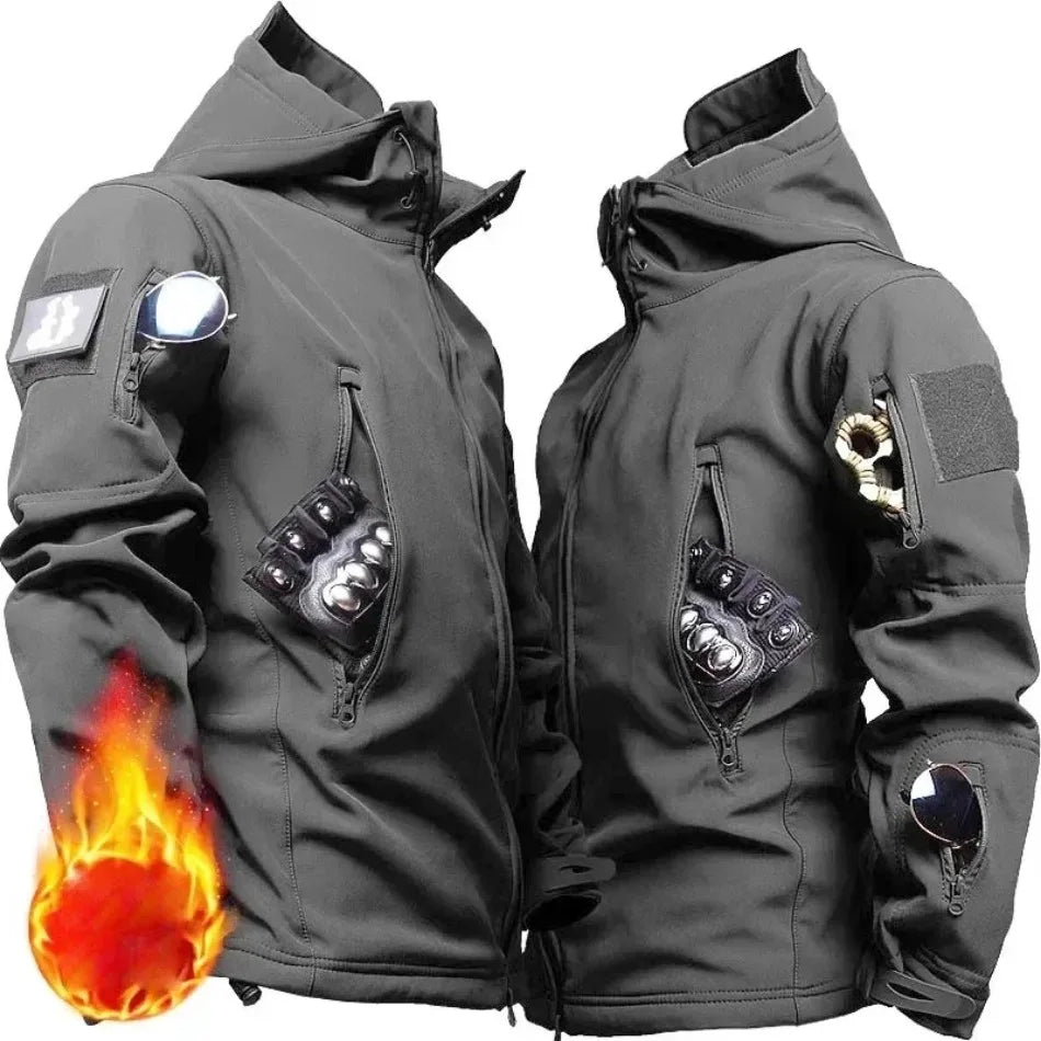 Men's Camo Waterproof Tactical Jacket & Fleece Pants Set – Winter Hunting Outdoor 2-Piece