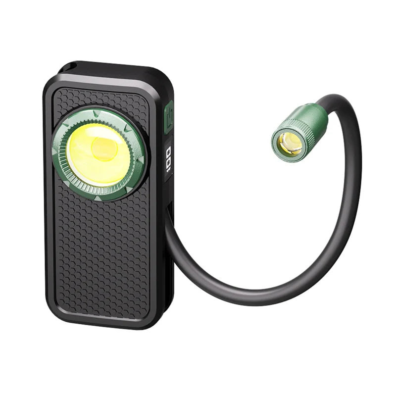 800 Lumen COB EDC Clip Flashlight – Gooseneck, Magnetic Back, LCD Display, Type-C for Work & Camping