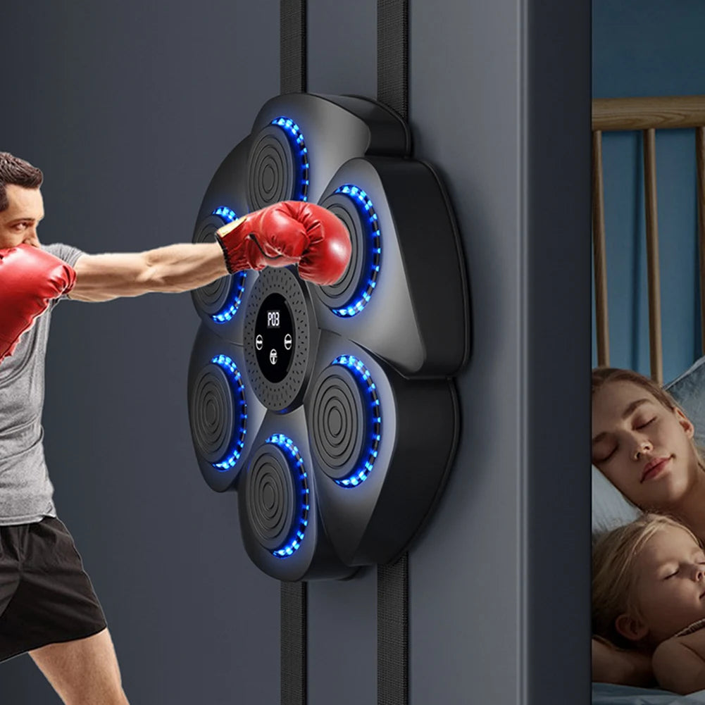 Smart Music Boxing Machine – RGB LED Reaction Wall Target with Bluetooth, Gloves Included