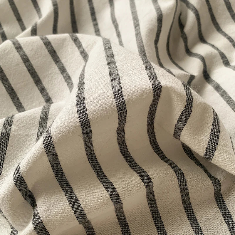 100% Cotton Stripe Duvet Cover Set – Washed 3-Piece Bedding with 2 Pillowcases, 6 Colors & 3 Sizes