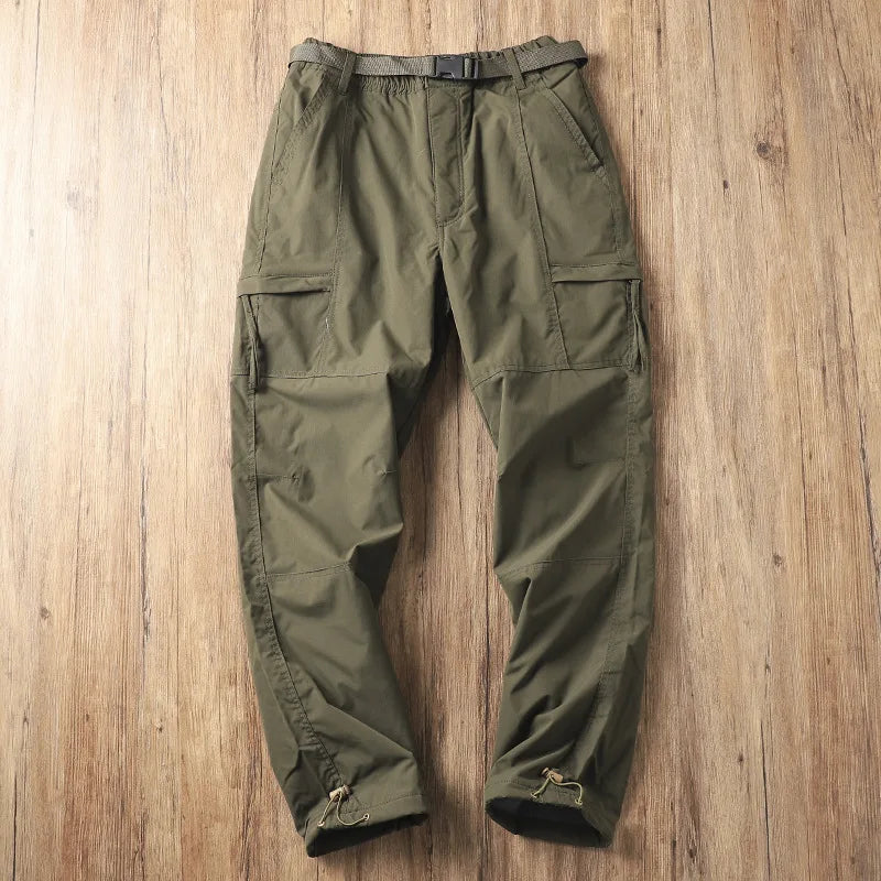 Men's Fleece-Lined Waterproof Hiking Pants — Loose Windproof Outdoor Workwear