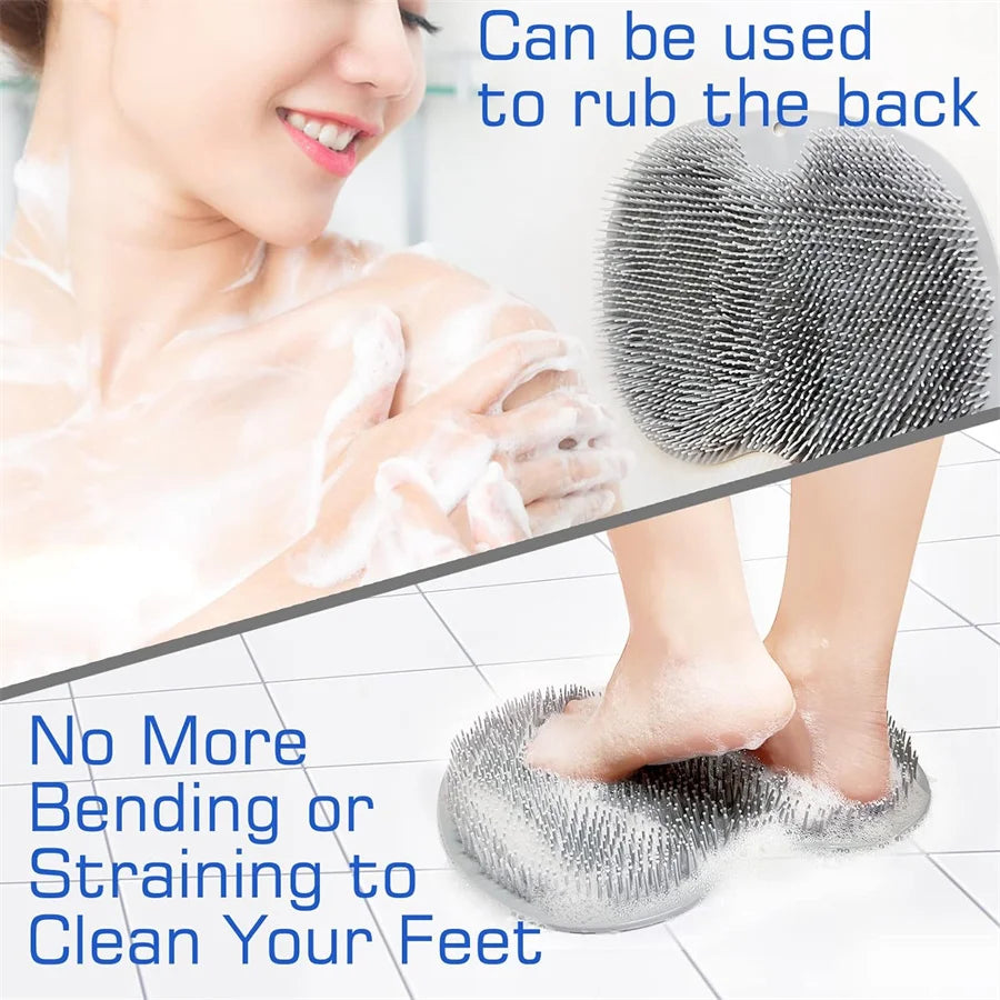 Shower Foot Scrubber Mat – Wall-Mounted Exfoliating Back Washer & Bath Pad with Suction Cups