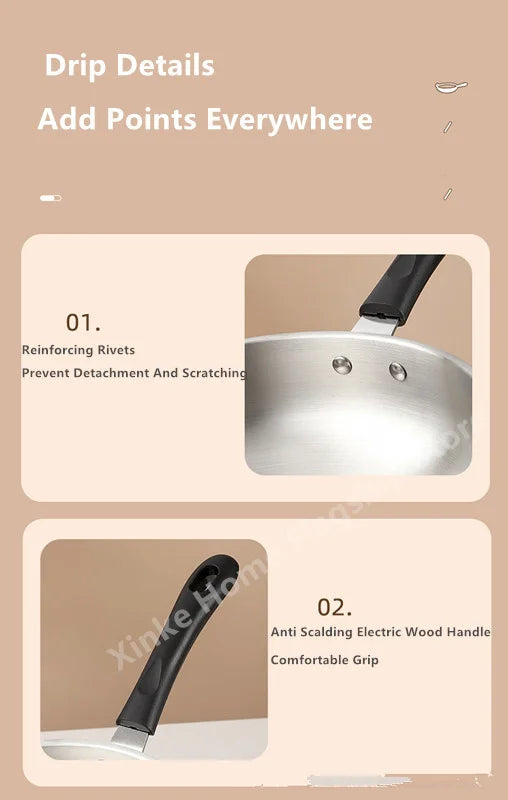Stainless Steel Wok – Uncoated 24cm & 26cm Frying Pan