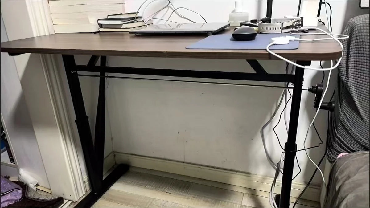 Manual Crank Height-Adjustable Computer Desk — Ergonomic Study Table, 65–95cm, Multiple Finishes