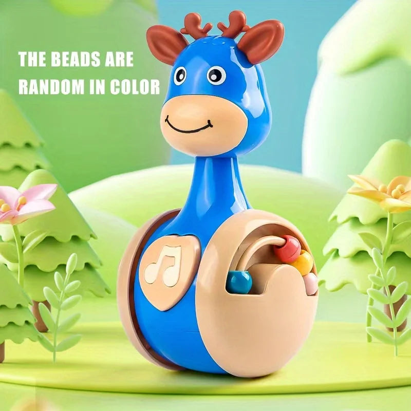 SONGYI Roly Poly Deer Tumbler Toy for Babies 6–12 Months – Wobbler Sensory Toy for Infants & Toddlers