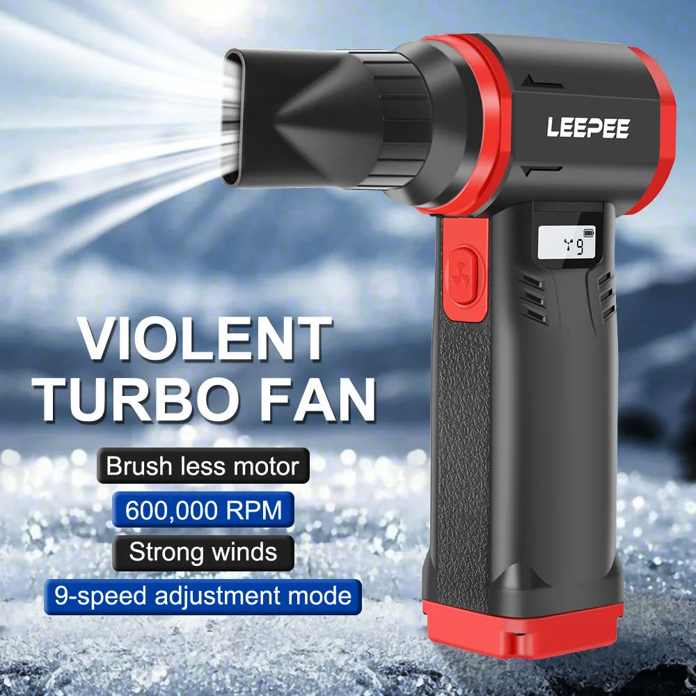 Turbo Jet Fan Blower & Air Duster — 130,000 RPM Brushless Motor, 4-Gear, 75W, Type-C Charging, 5 Nozzles