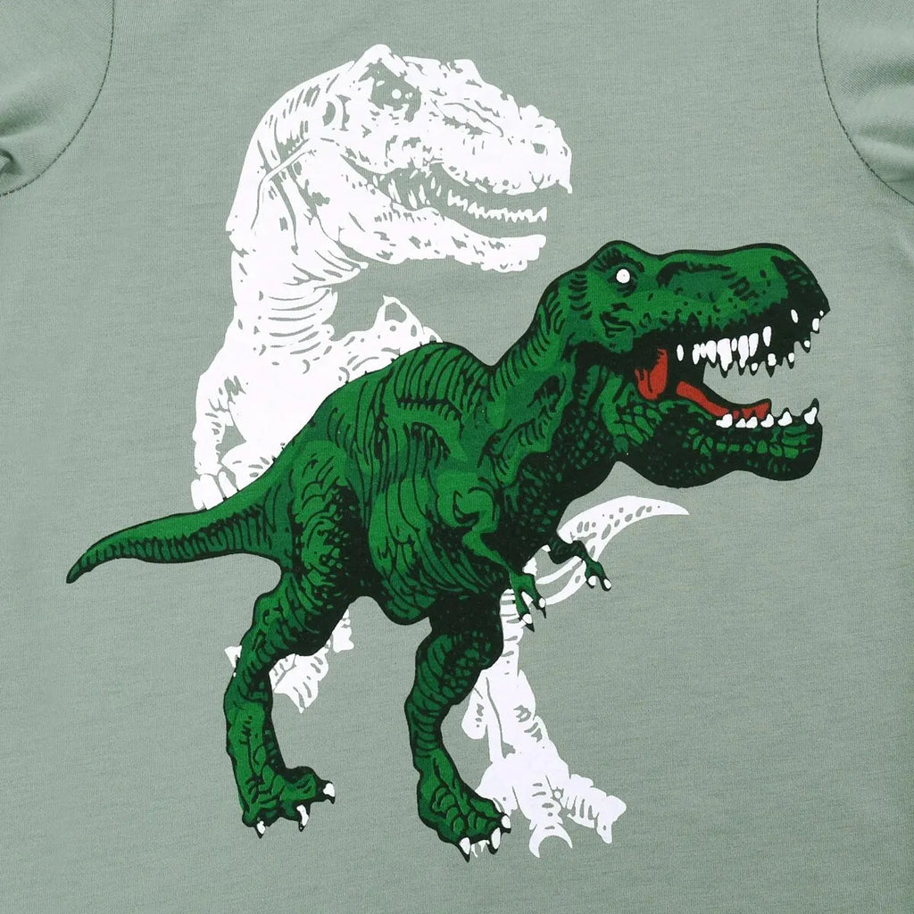 Kids' T-Rex Dinosaur Pajamas Set | Long Sleeve Top & Pants Comfy Casual Boys Loungewear