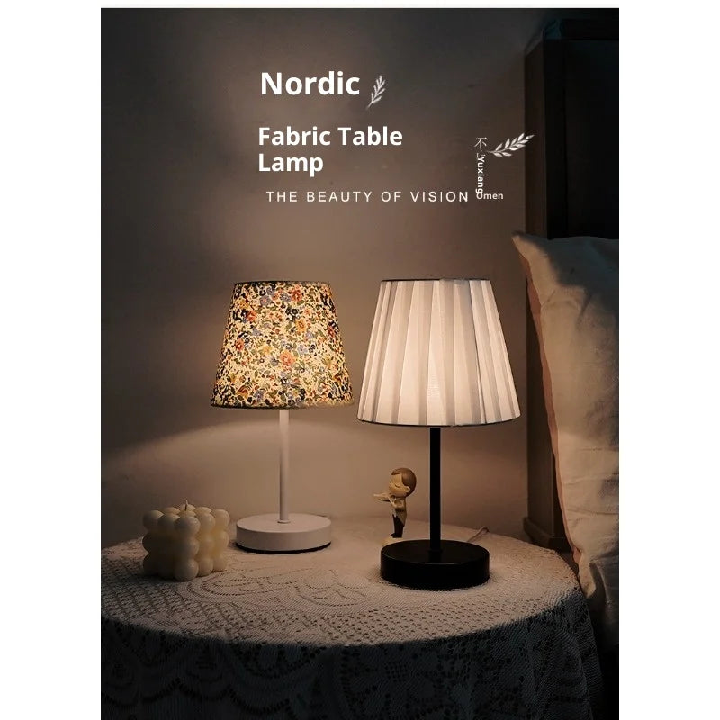 Fabric Shade Table Lamp – Compact LED Bedside Light