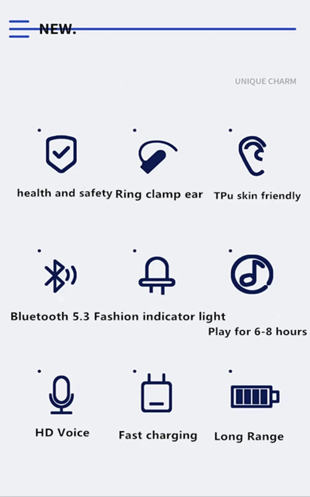 MECOTTZ Bluetooth 5.3 Ear Hook Earphone – Hybrid Driver, ANC, IPX5, 688Hr Standby, CE/RoHS, Single & 3-Pack