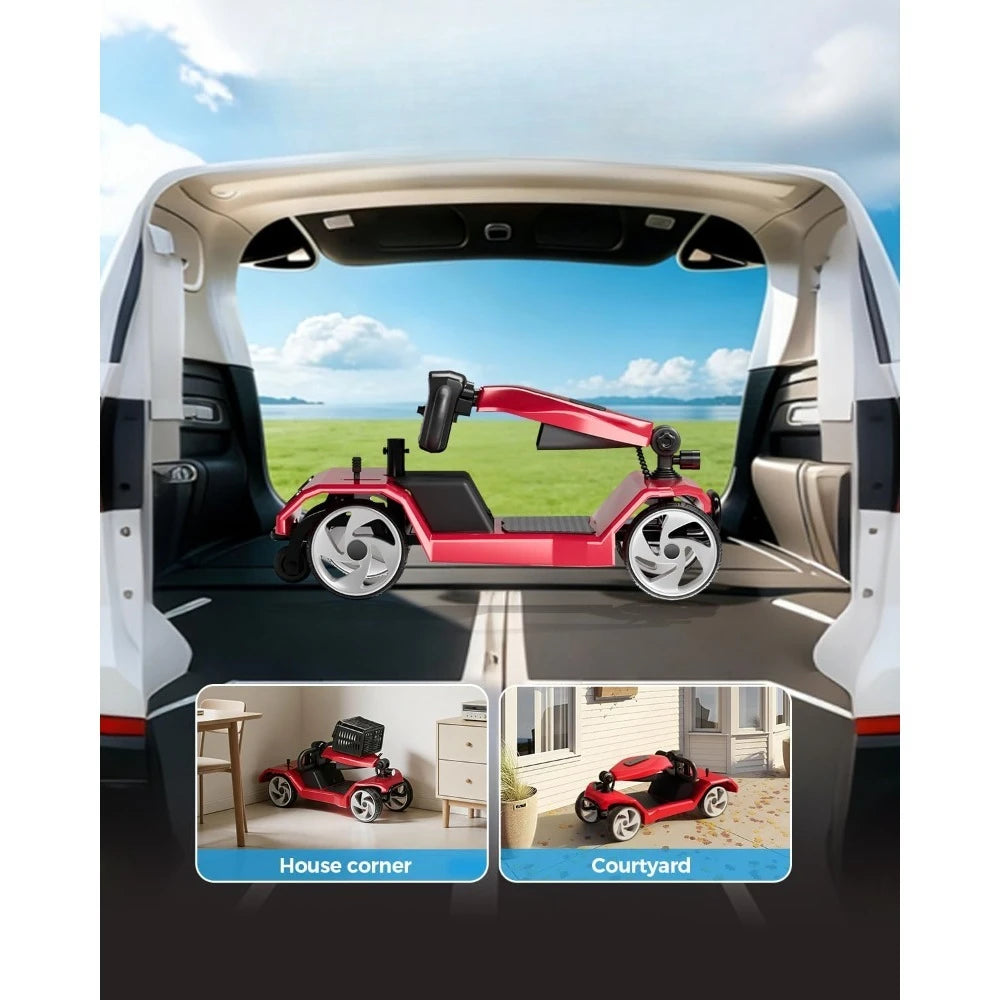 Foldable 4-Wheel Mobility Scooter – 250W, 15.5-Mile Range