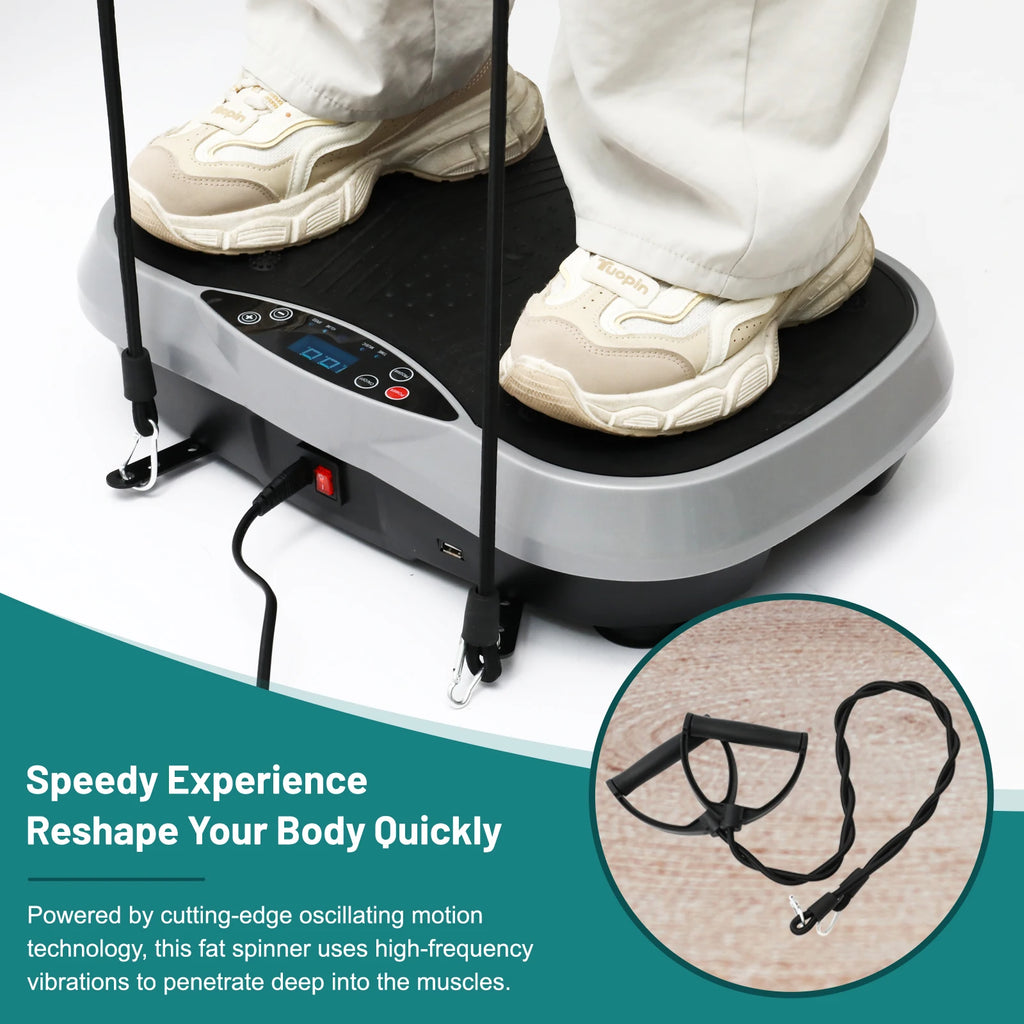 Vibration Plate Exercise Machine — 200W Full-Body Platform with 99 Speed Levels, Resistance Bands & Remote