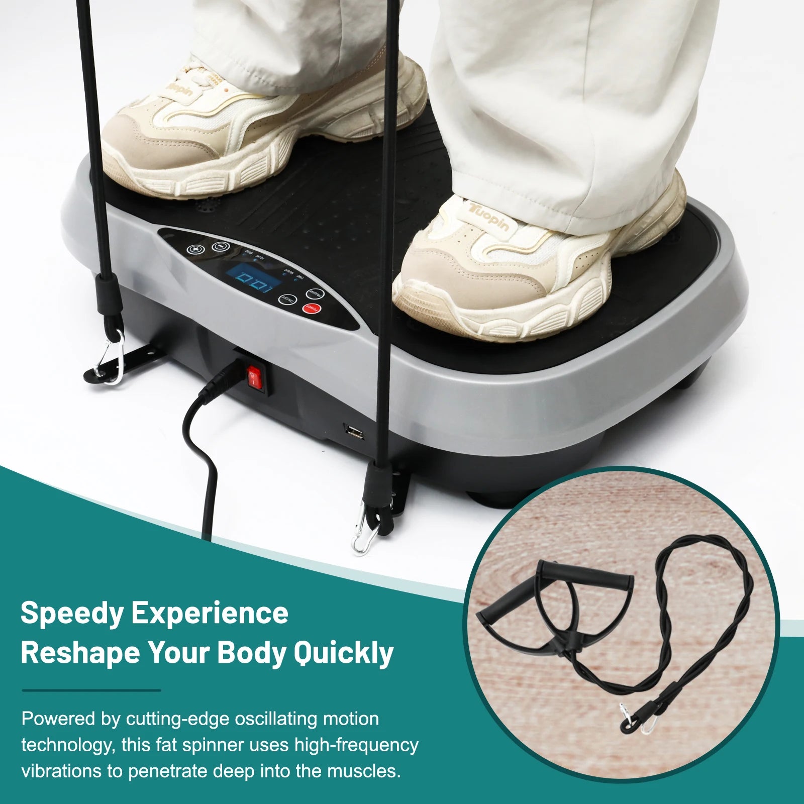 Vibration Plate Exercise Machine — 200W Full-Body Platform with 99 Speed Levels, Resistance Bands & Remote
