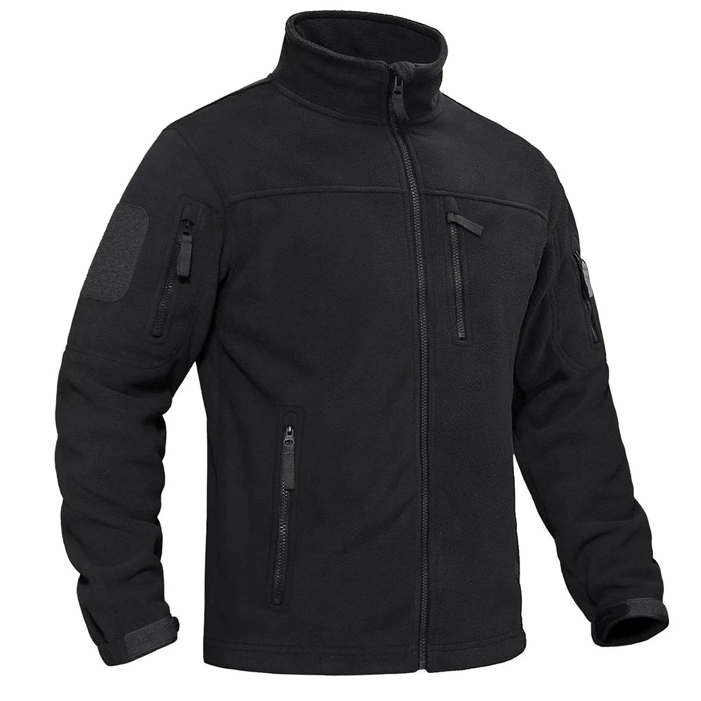 Men's Full Zip Fleece Hiking Windbreaker — Multi-Pocket Outdoor Work Jacket