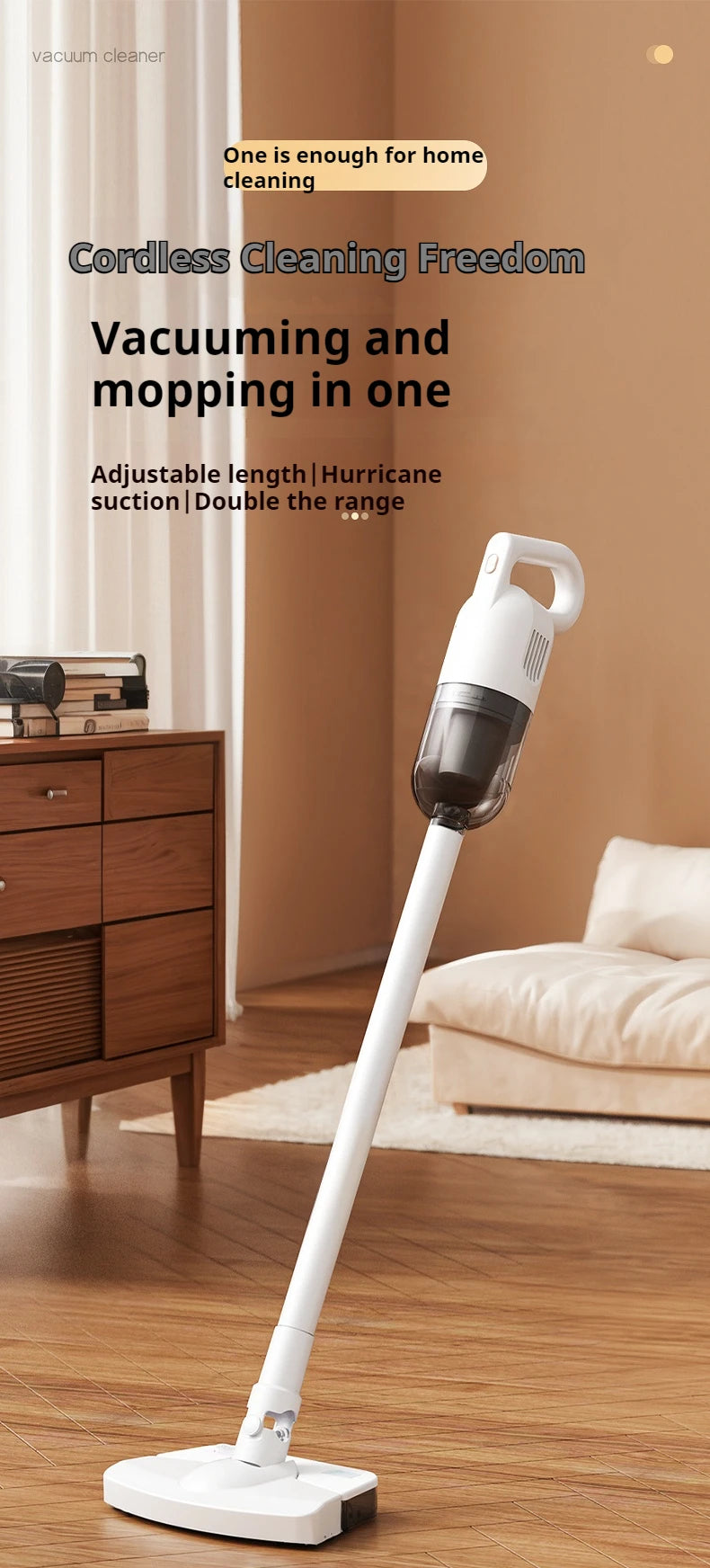 2-in-1 Cordless Vacuum & Mop – 22000Pa, 130° Multi-Angle, HEPA Filter, Pet Hair