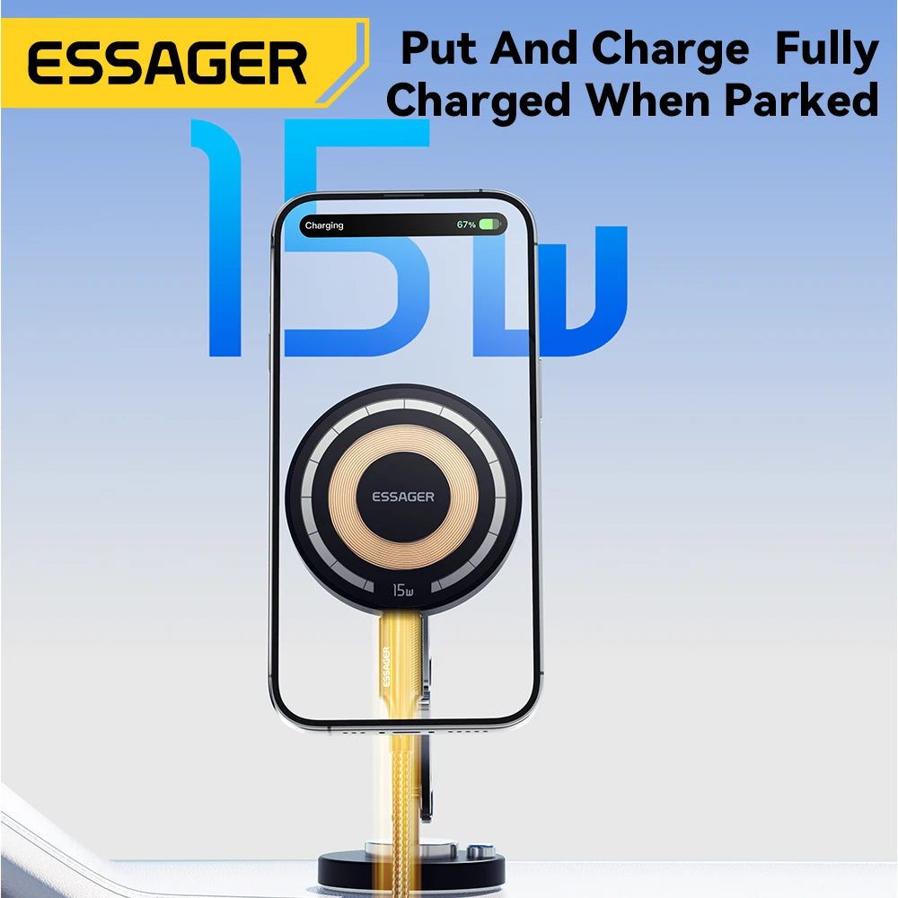 Essager Magnetic Wireless Car Charger & Phone Mount – 15W MagSafe iPhone 15 14 13