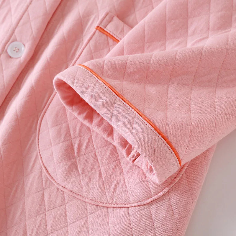 Women's Warm Cotton-Filled Bathrobe | Long-Sleeve Quilted Dressing Gown
