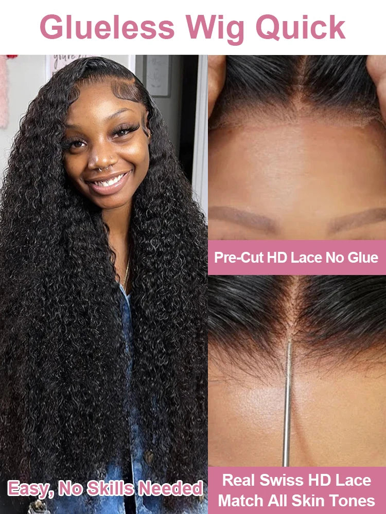 40–50 Inch Water Wave Curly Lace Front Wig | 300% Density 13x4 13x6 7x5 HD Glueless Brazilian Human Hair for Women