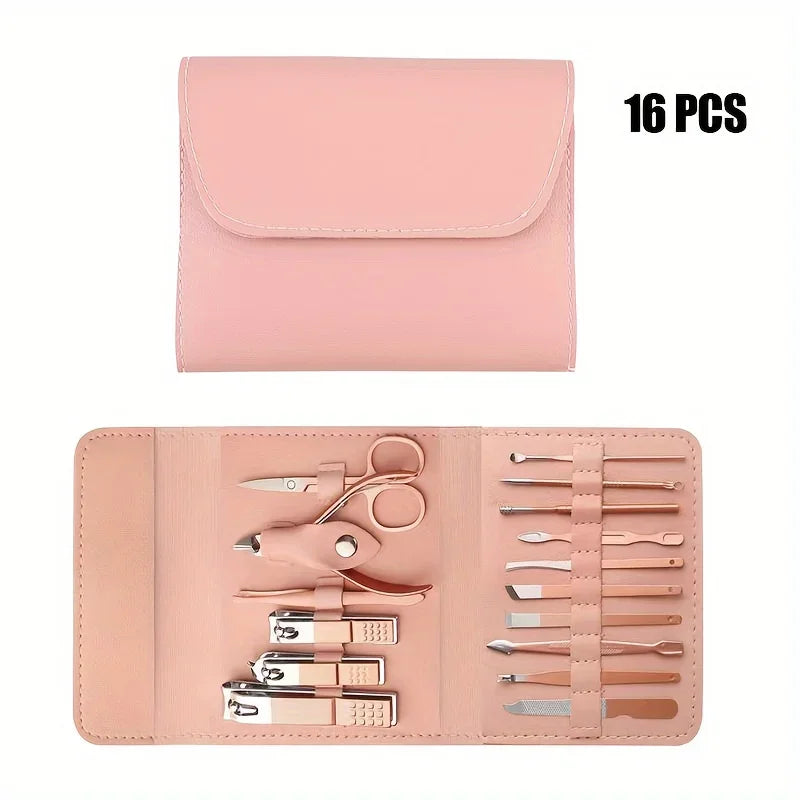 16-Piece Professional Nail Clippers & Cuticle Nippers Set – Manicure & Pedicure Kit with Travel Case