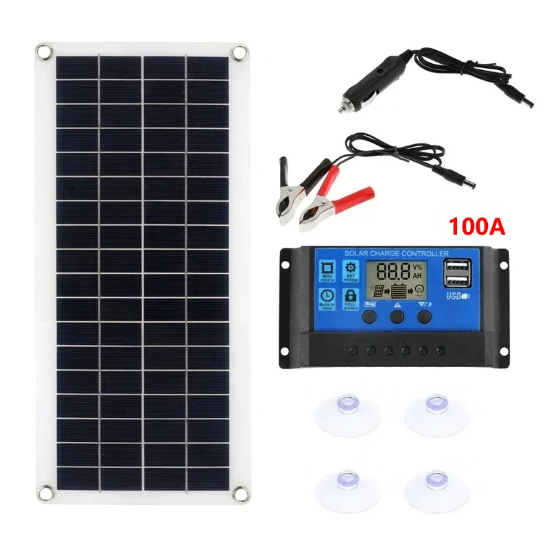 1000W Solar Panel 12V – 60A/100A Controller Solar Charge for RV Car Outdoor Battery Supply
