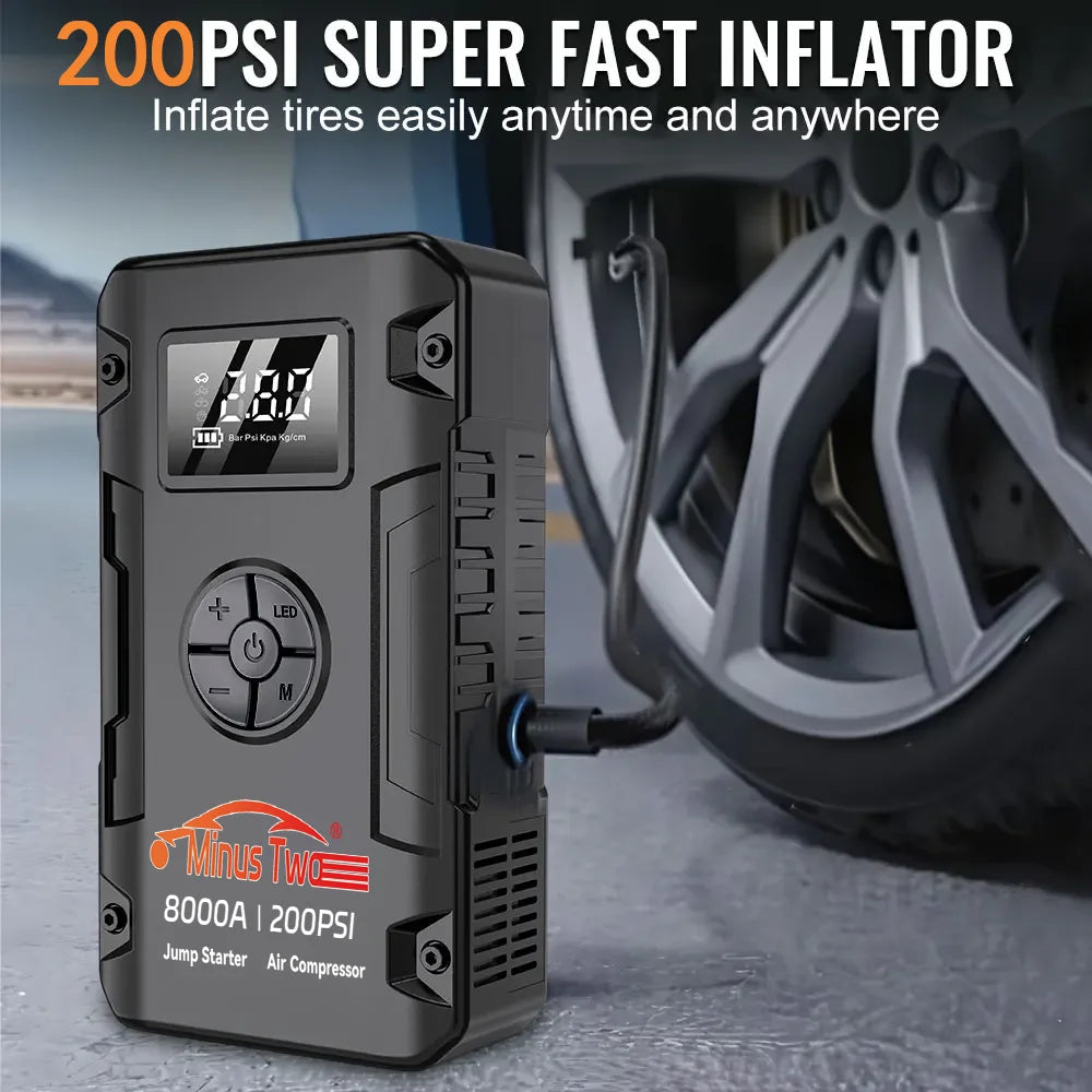 8000A Peak Car Jump Starter – All-in-One Power Bank, LED Flashlight & Emergency Booster for SUV & Truck