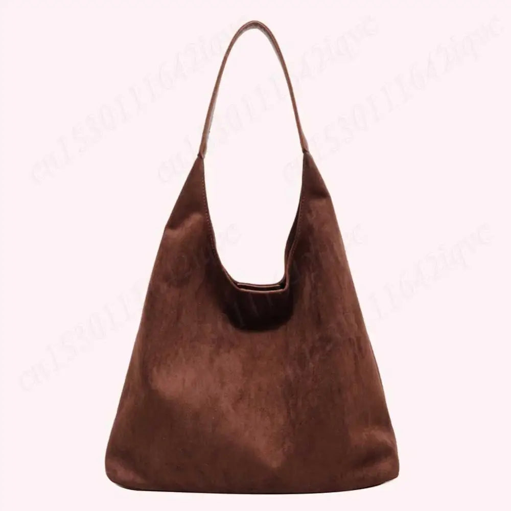 Vintage Suede Large Capacity Shoulder Tote Bag – Stylish Commuter Hobo Handbag for Women