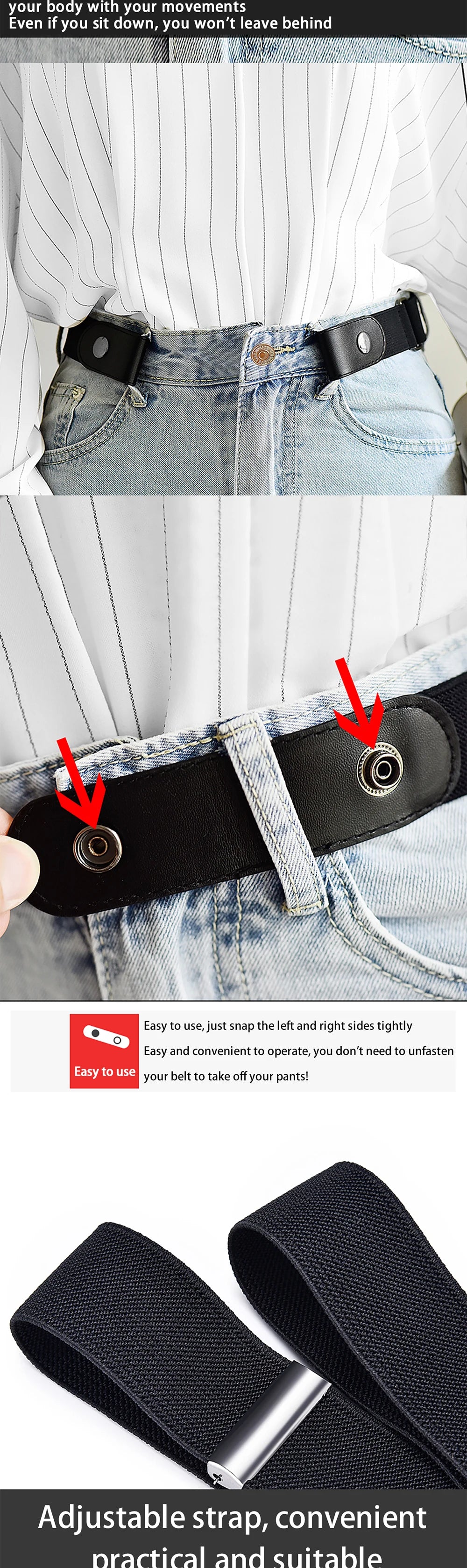 No-Buckle Elastic Invisible Belt for Men & Women