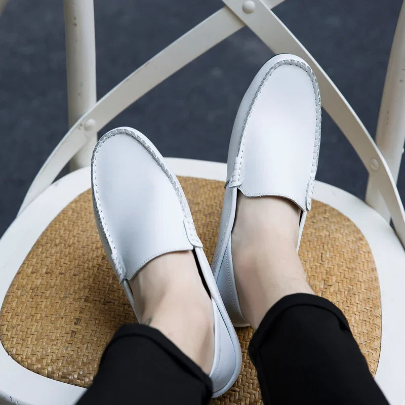 Men's Cow Leather Slip-On Boat Loafers