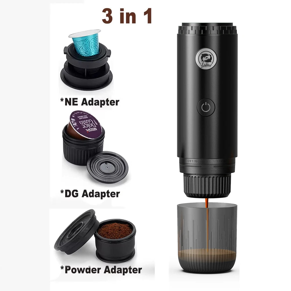 Espresso on the Go — 2-in-1 Portable Capsule & Powder Coffee Maker | USB-Powered, Nespresso & Dolce Gusto Compatible