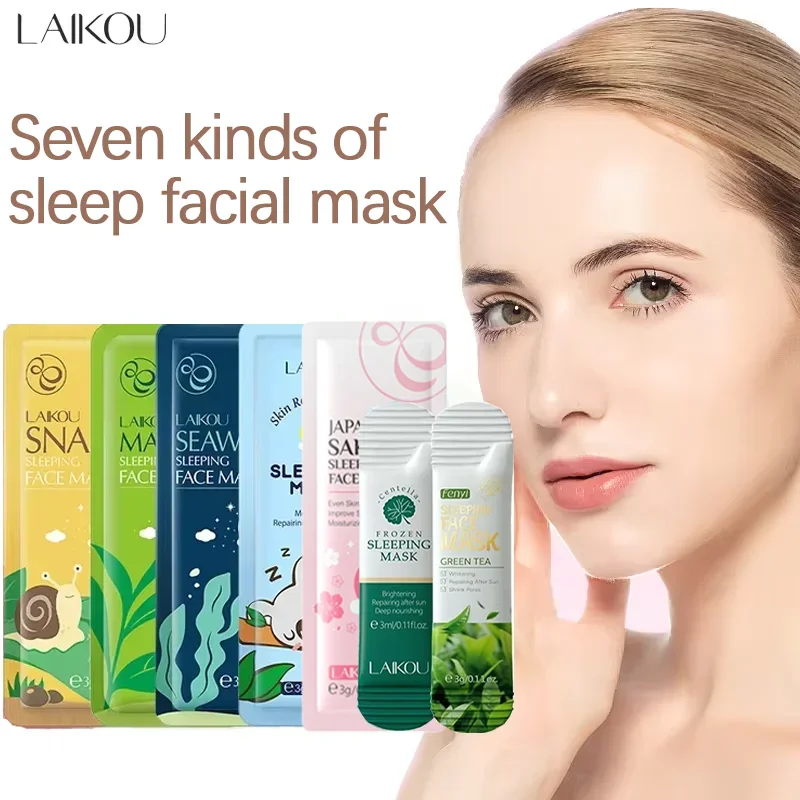 LAIKOU 7-Piece Sleeping Face Mask Set — Snail & Matcha