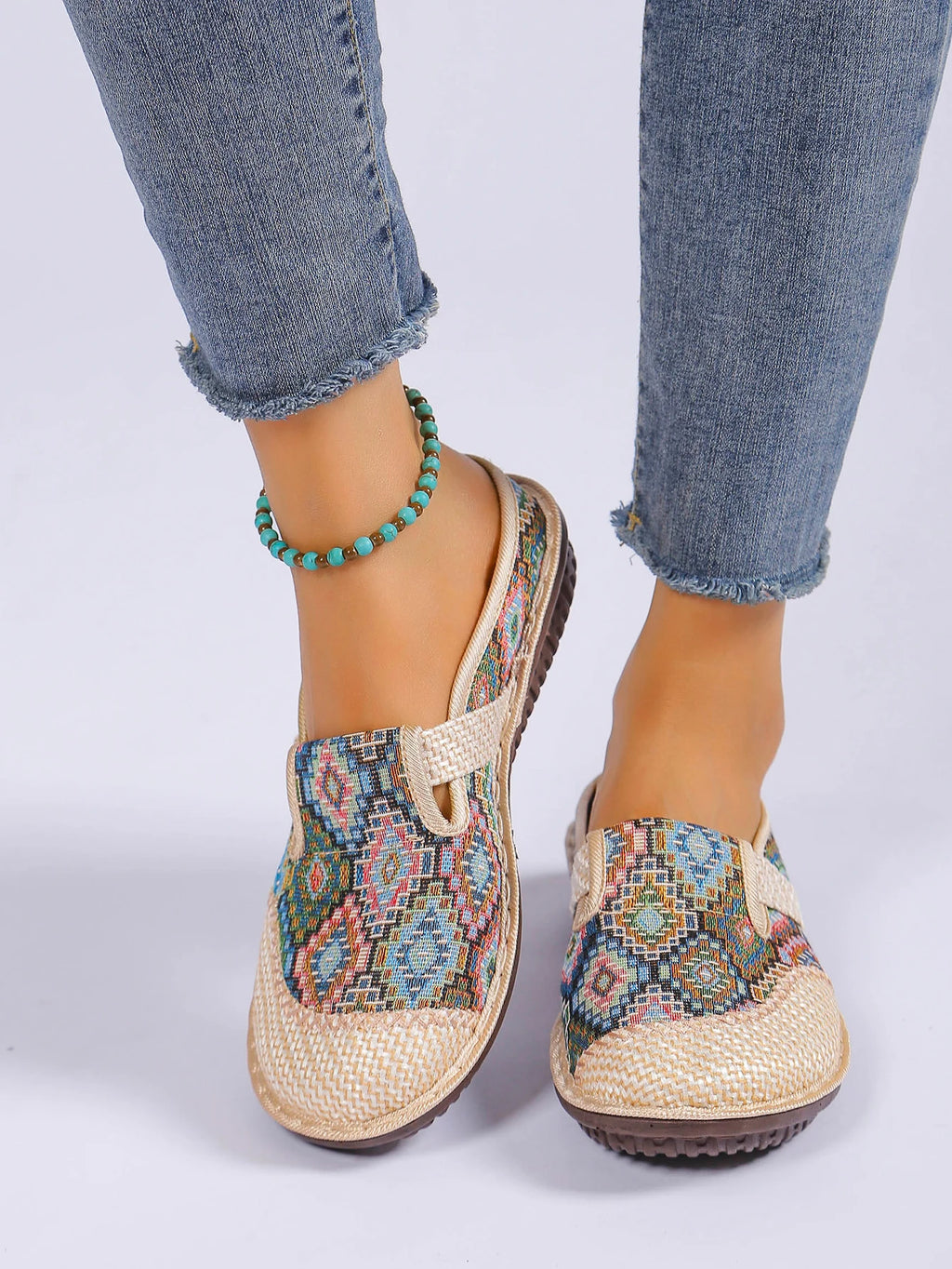 Women's Ethnic-Style Slip-On Flats – Soft Sole Anti-Slip Casual Shoes