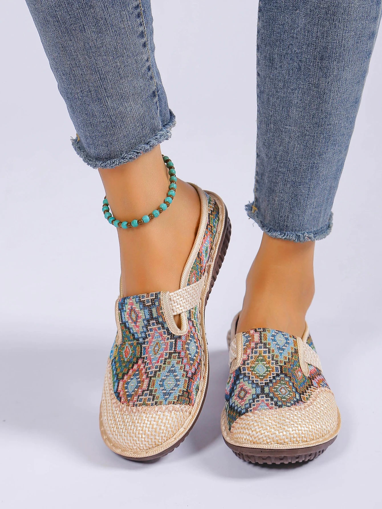 Women's Ethnic-Style Slip-On Flats – Soft Sole Anti-Slip Casual Shoes